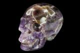 Realistic, Carved Chevron Amethyst Skull #150971-2